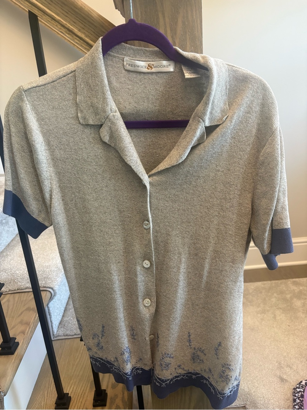 Preswick & Moore Heather Gray Cowl Neck Sweater